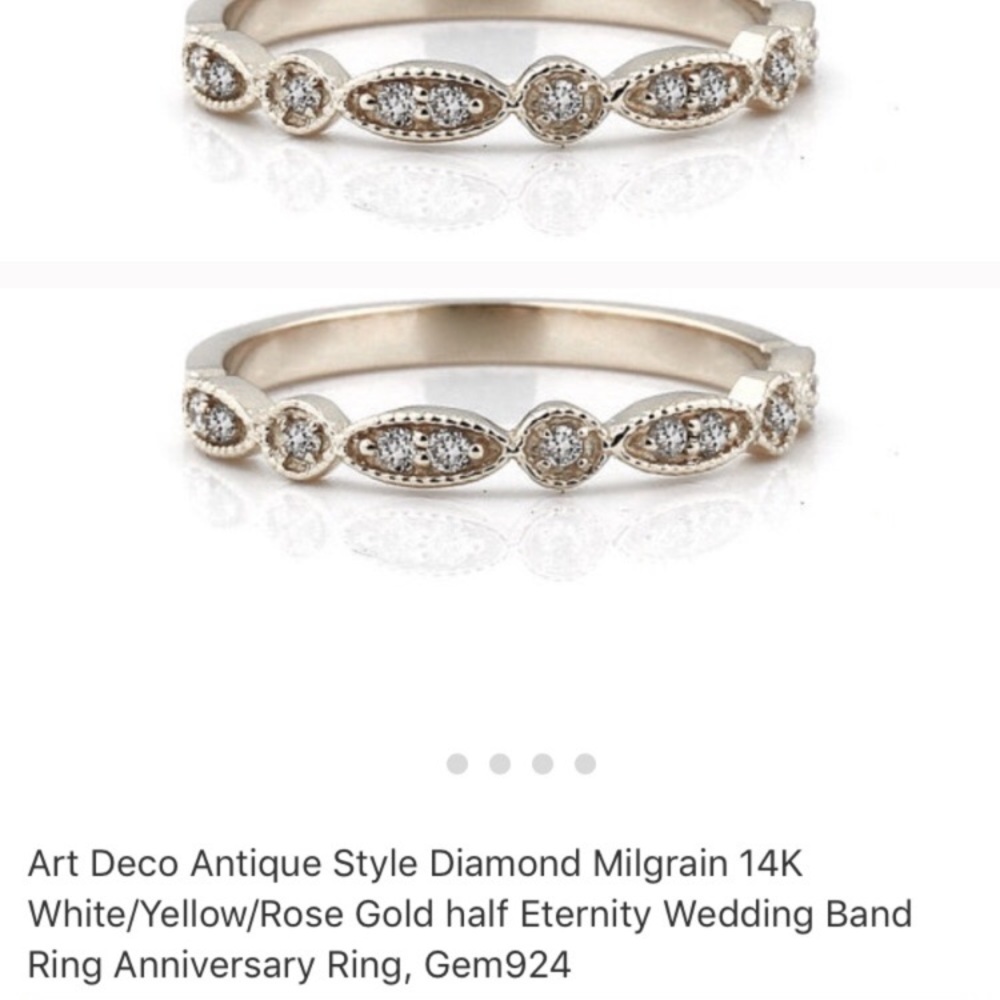 White Gold Art Deco Wedding Band